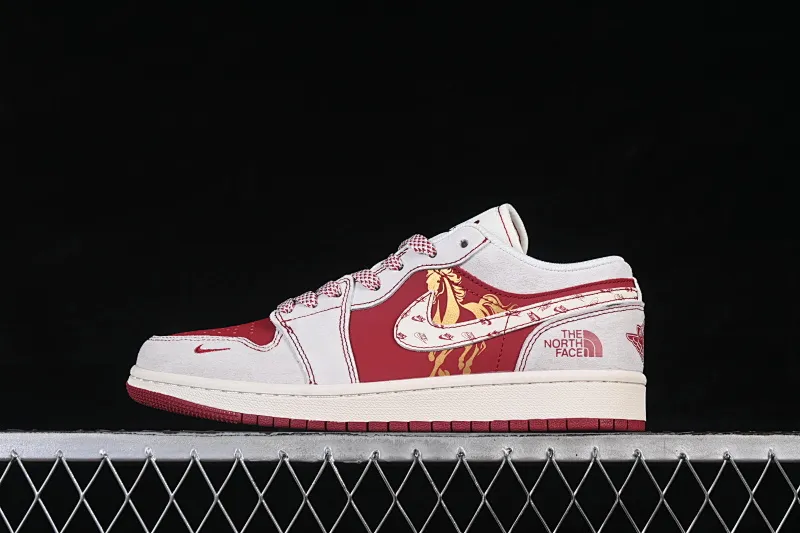 All categories Air Jordan Jordan series basketball shoes Air Jordan 1 Low high-end customized low-top sneakers Air Jordan 1 Low AJ1 Joe 1 Year of the Horse limited edition red and white contrast high-end customized low-top retro basketball shoes JP2026-128